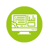 Icon PC mit Statistik digitalisierung und wandel