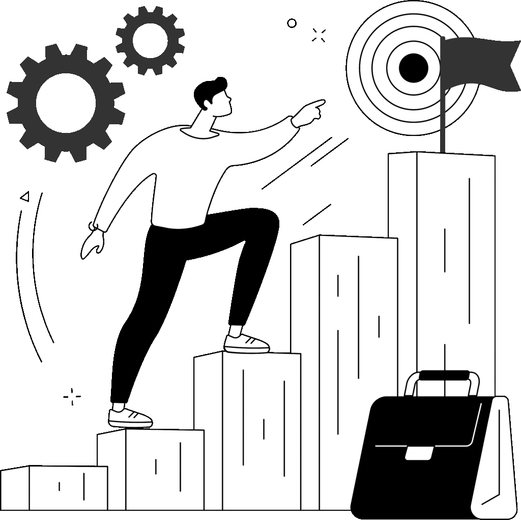 Illustration von Erfolg, Zieleereichung und Zusammenarbeit